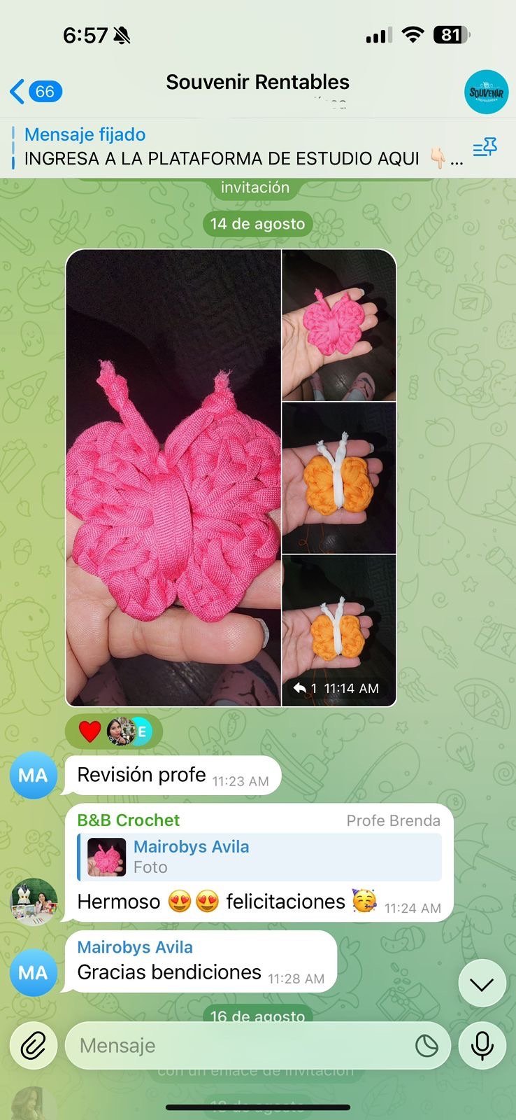 Conversación y proyecto compartido por una alumna
